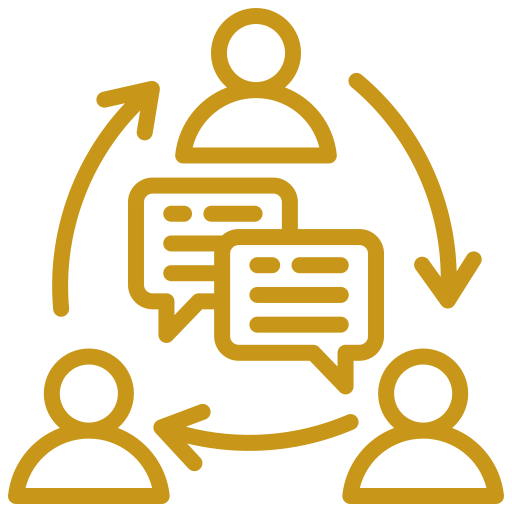 communication Collaborate and refine icon, phase five of the public adjuster marketing process